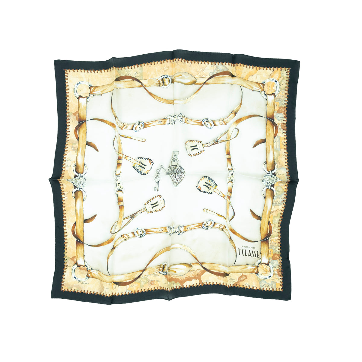 Alviero Martini Prima Classe Foulard Selleria Nero (70 x 70 cm)