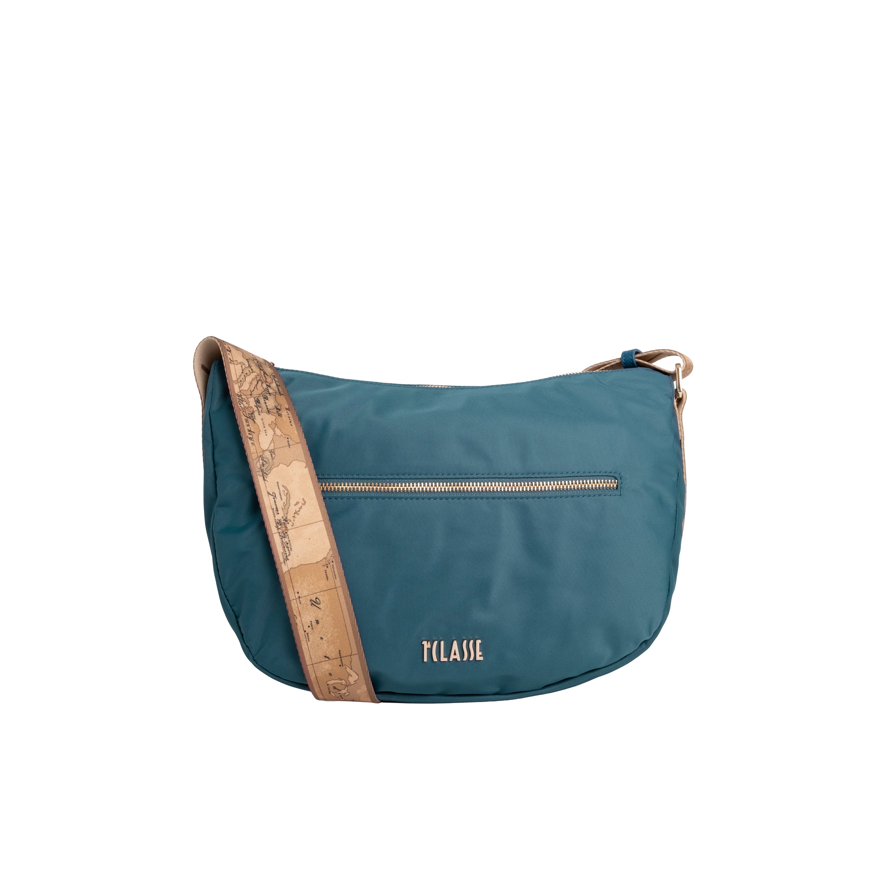 Alviero Martini Prima Classe Tracolla Mezzaluna Grande Blu Pacifico