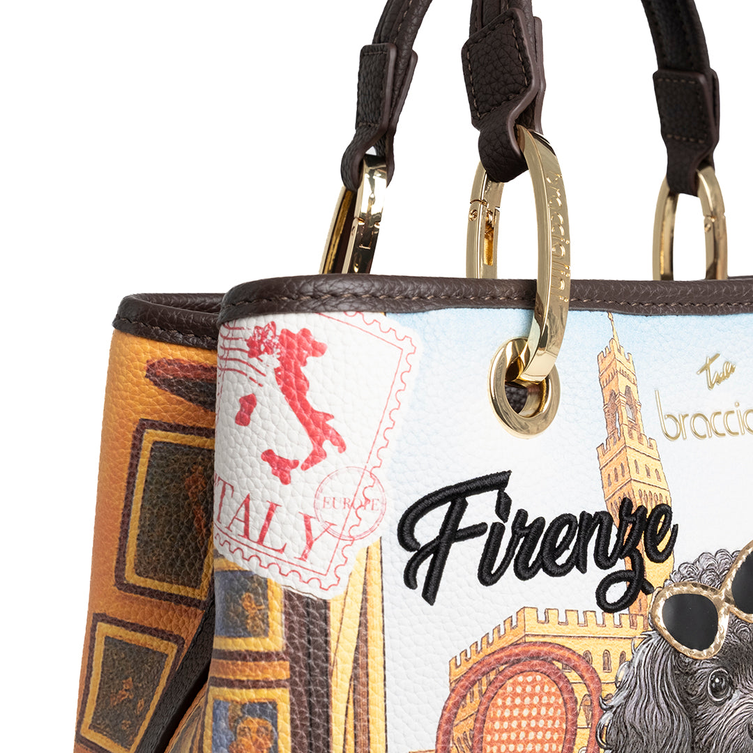 Braccialini Borsa A Mano Cartoline Multicolor Firenze