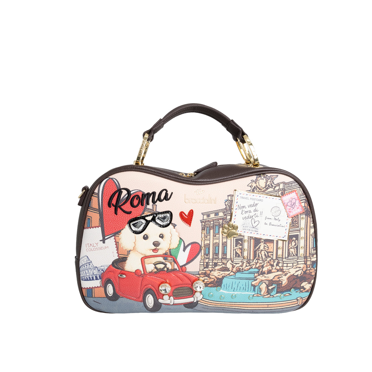 Braccialini Borsa A Mano Cartoline Multicolor Roma