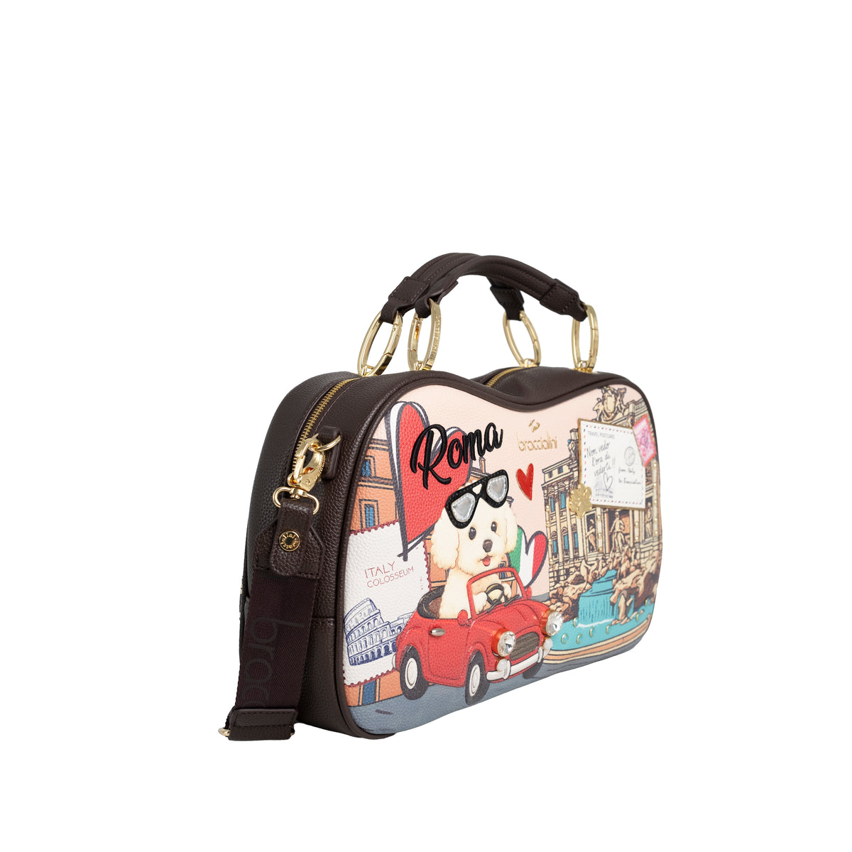 Braccialini Borsa A Mano Cartoline Multicolor Roma