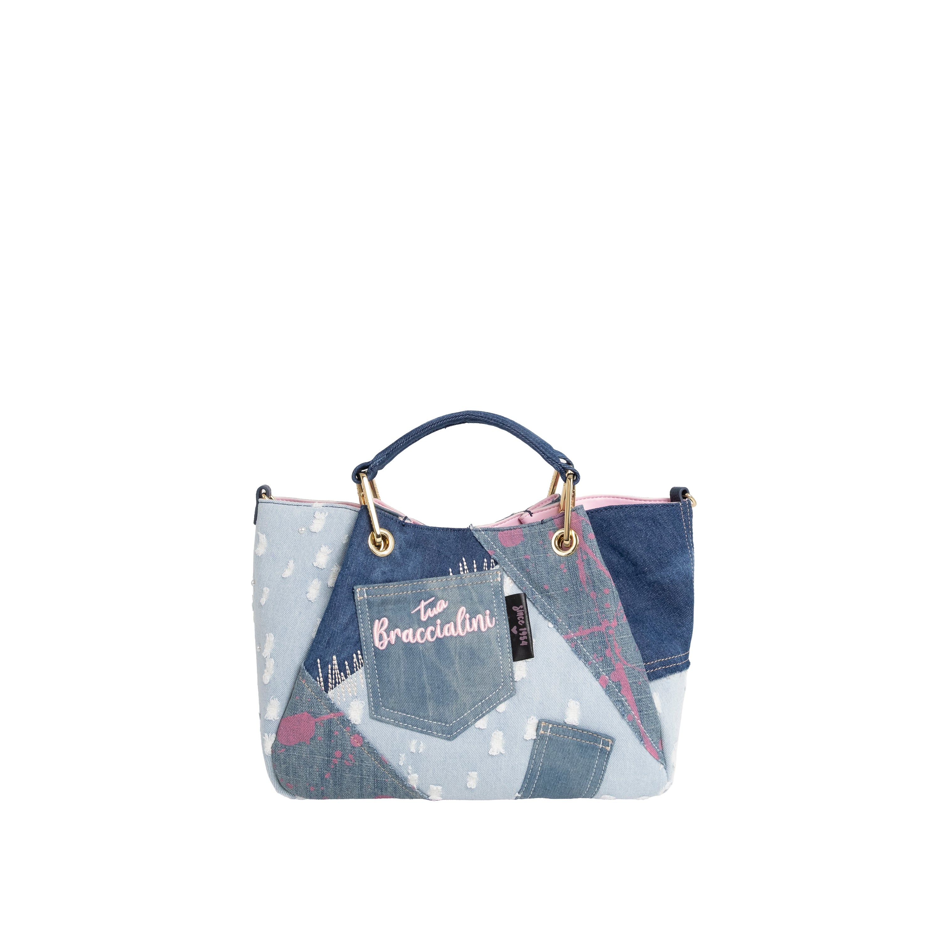 Braccialini Borsa a Mano Media Amy Jeans Blu