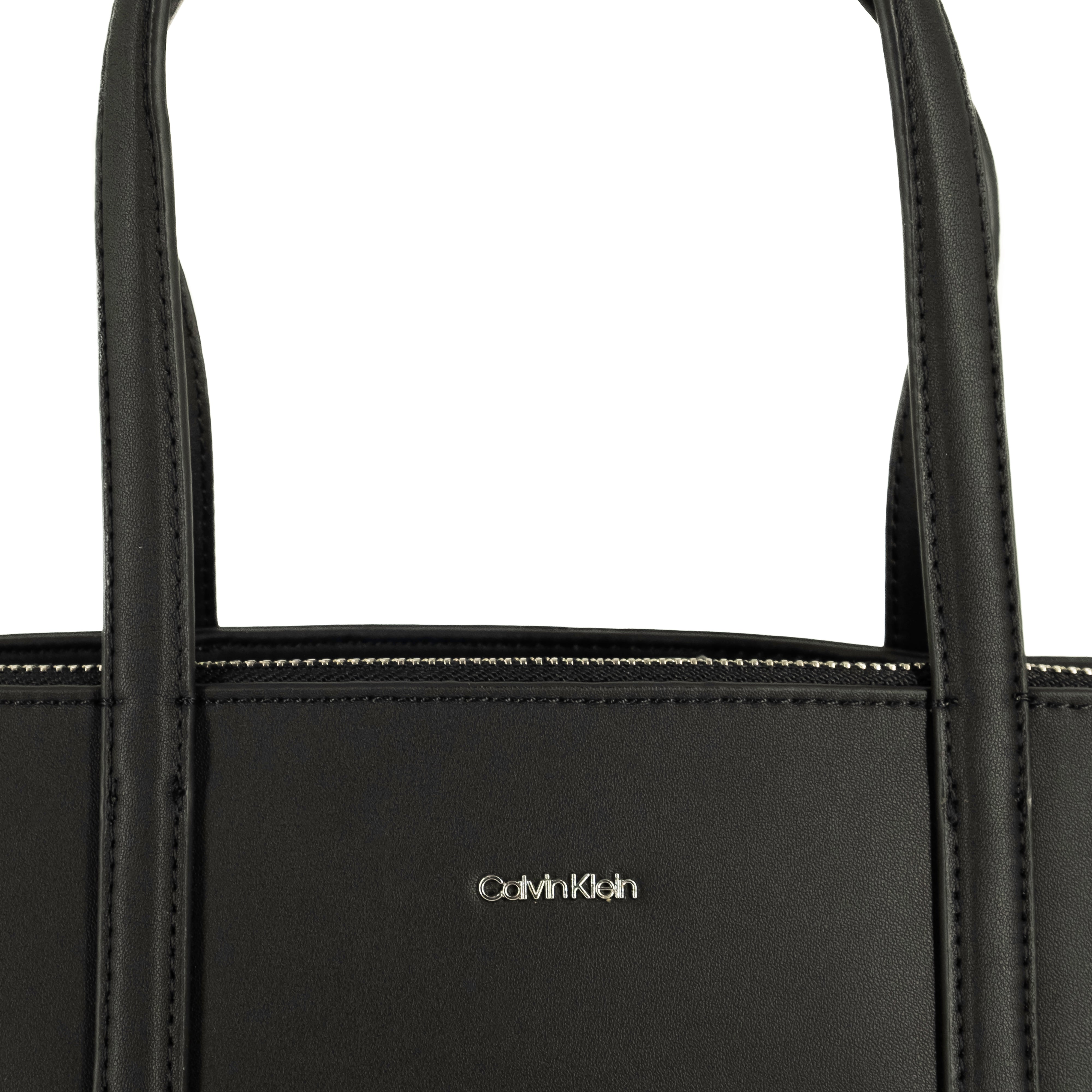 Calvin klein black leather tote bag best sale