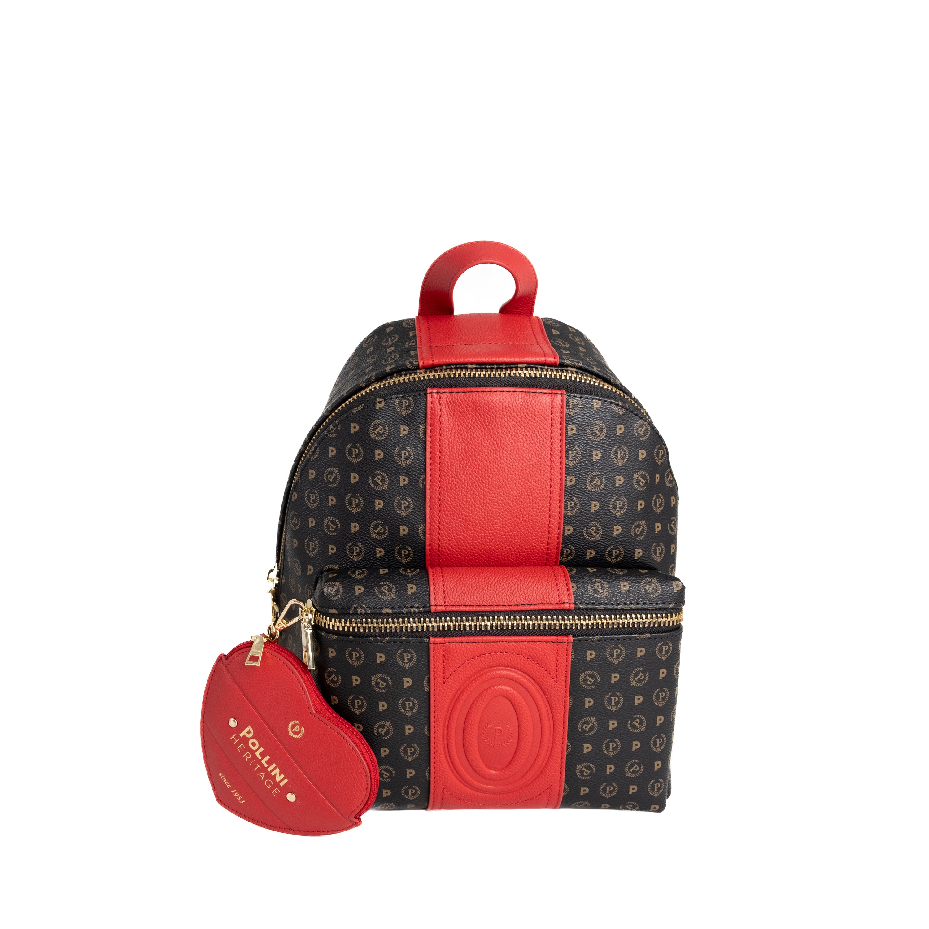 Pollini Zaino Heritage con Stampa 70°Anniversario Nero e Rosso