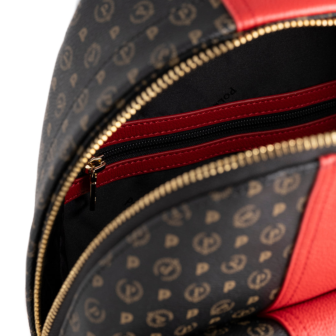 Pollini Zaino Heritage con Stampa 70°Anniversario Nero e Rosso