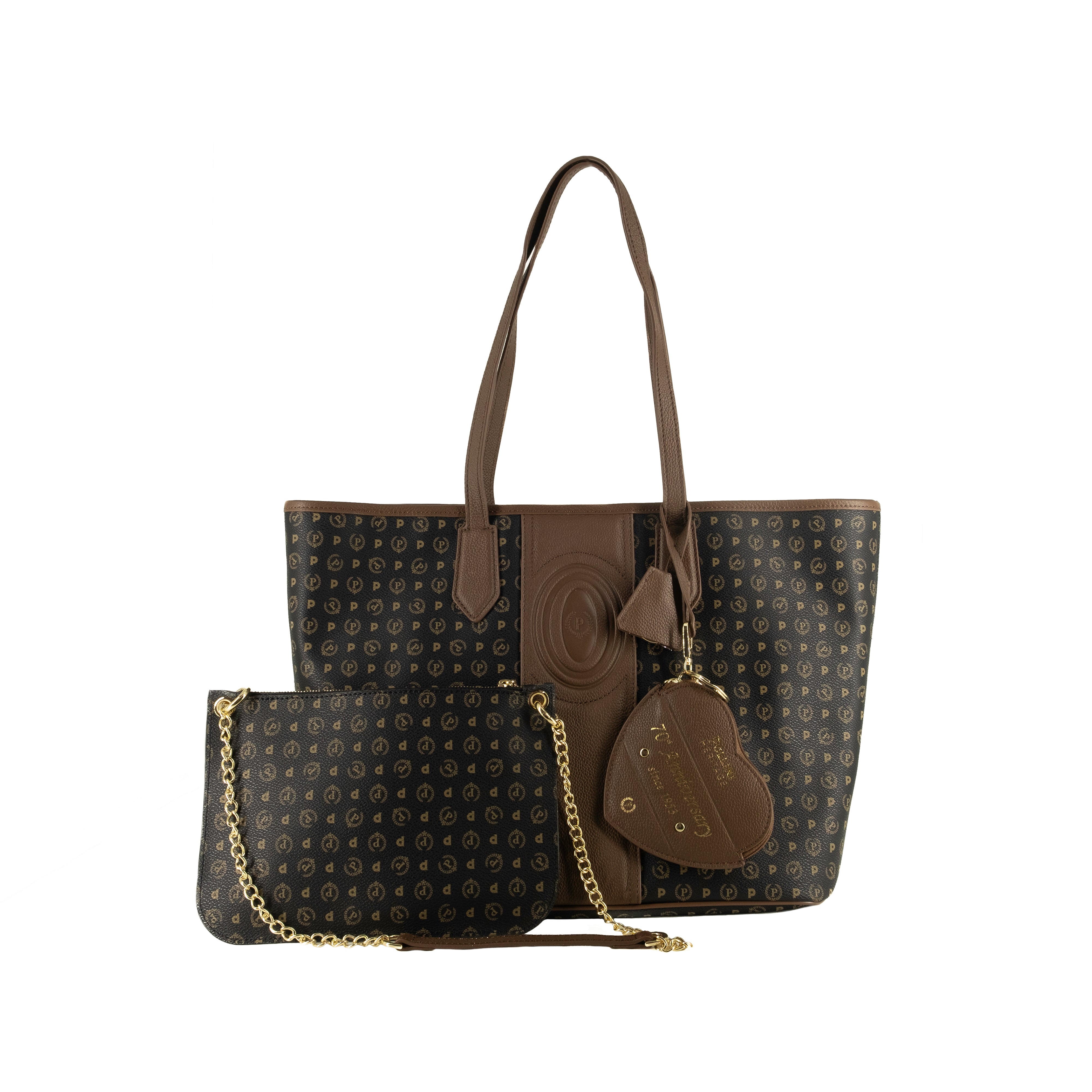 Pollini Black and Brown Heritage Handbag