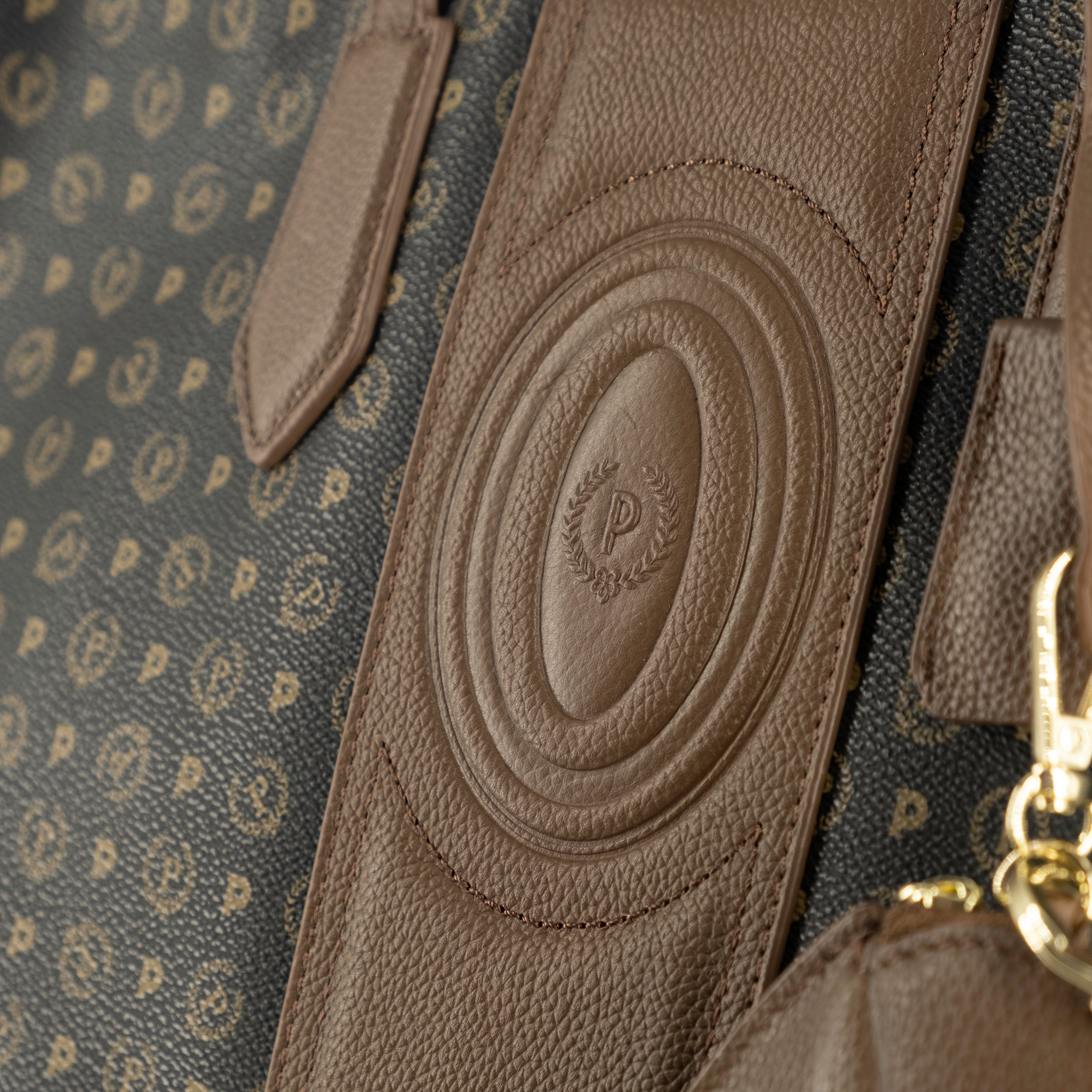 Pollini Black and Brown Heritage Handbag
