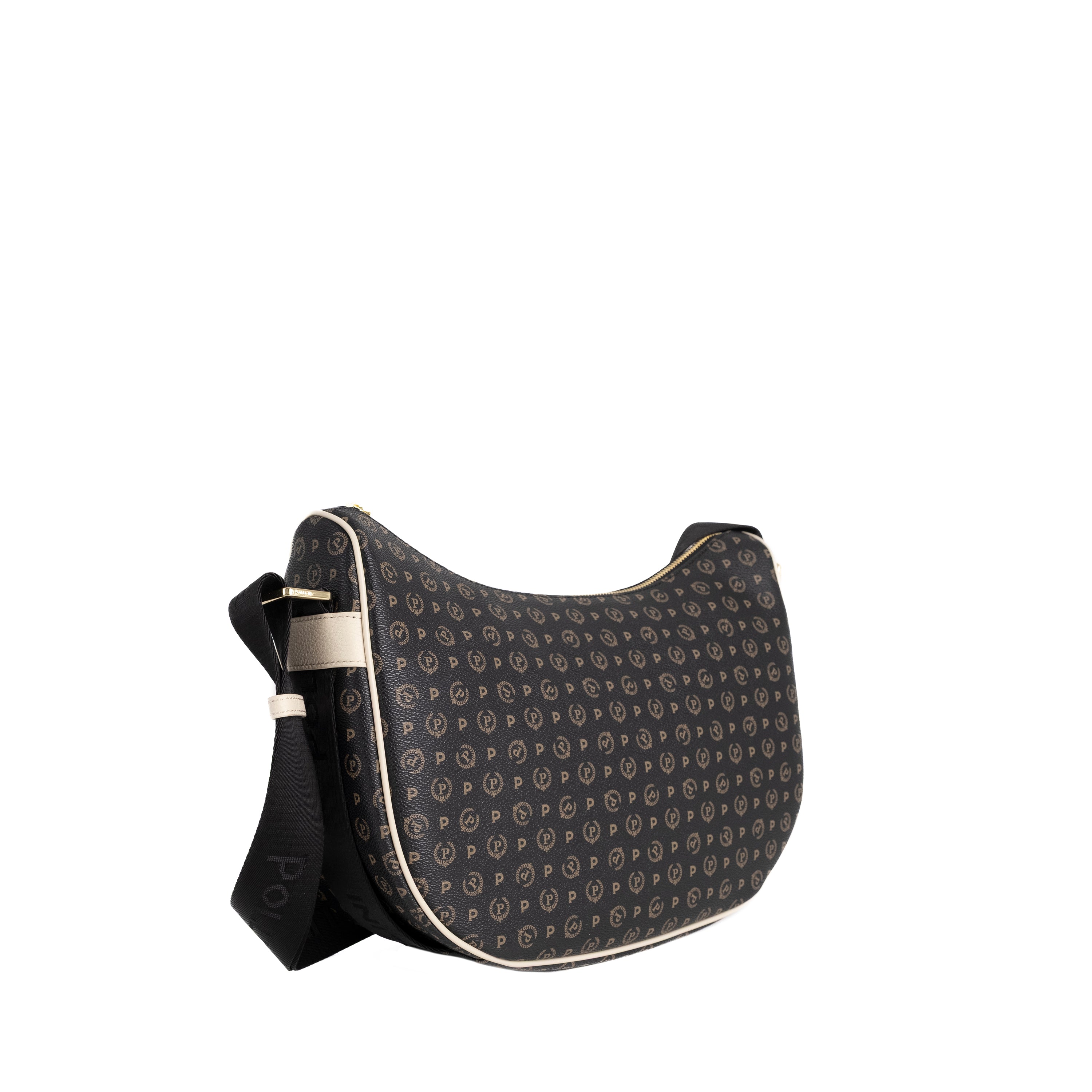 Pollini Borsa a Spalla Heritage Hobo Nero e Avorio