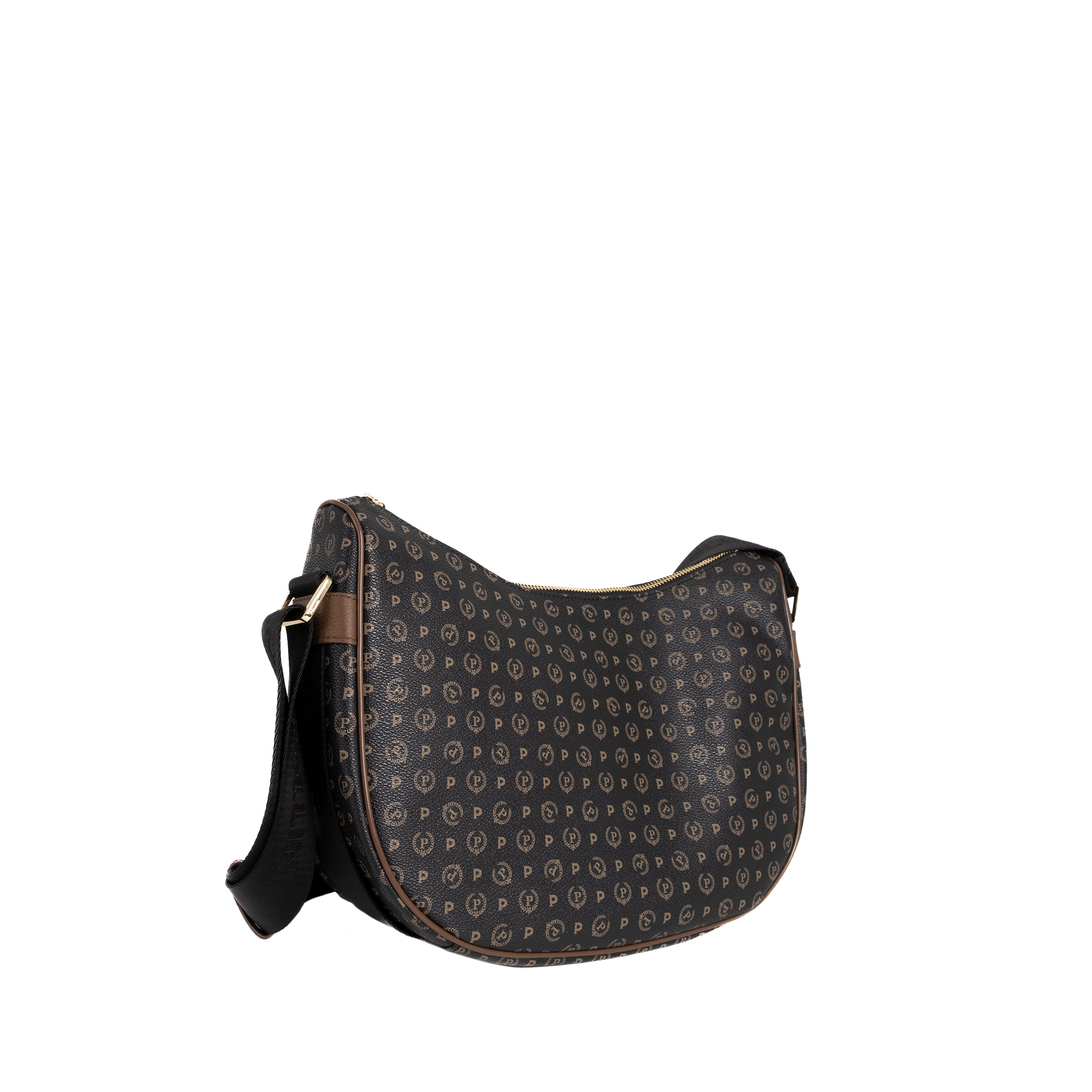 Pollini Borsa a Spalla Heritage Hobo Nero e Marrone