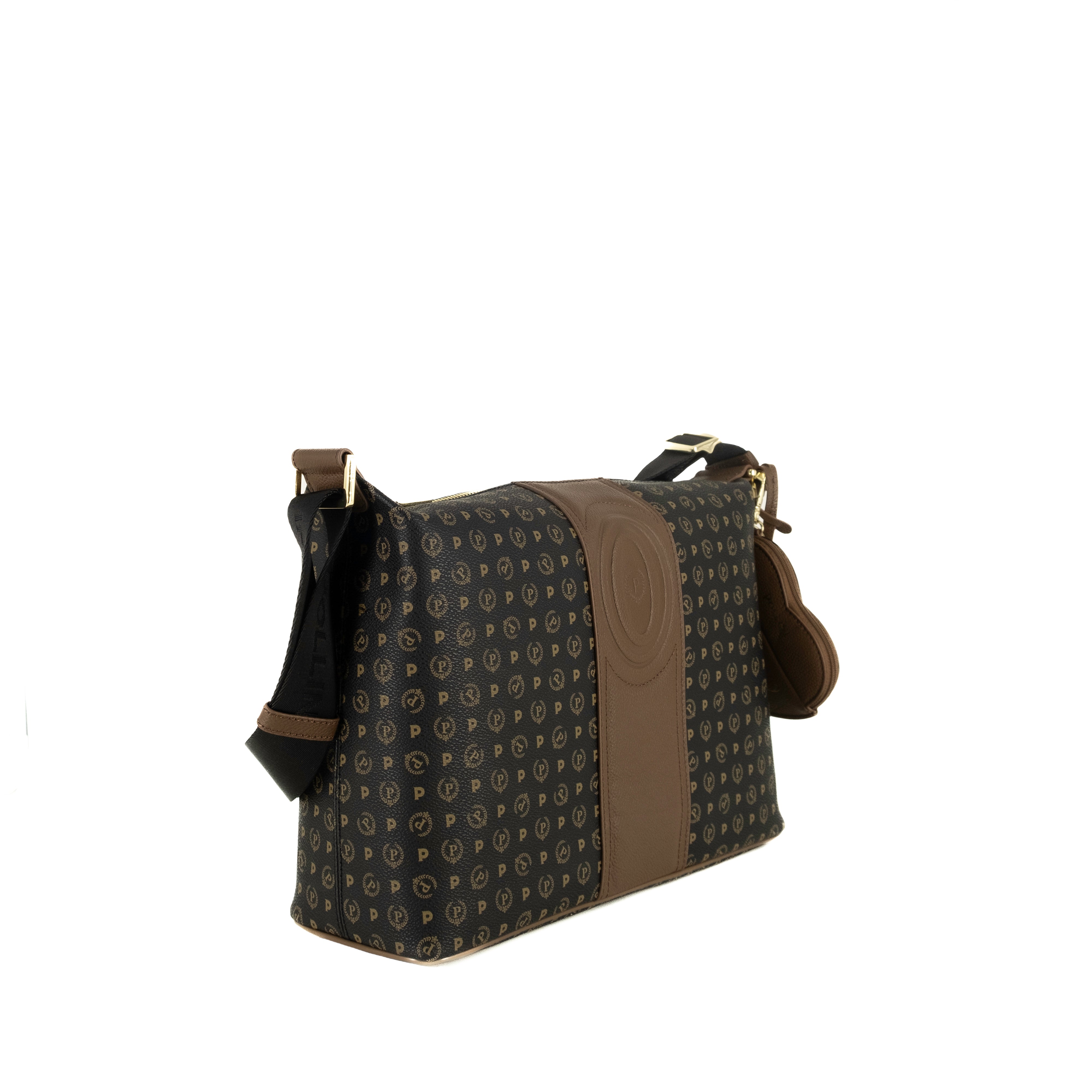 Pollini Borsa a Spalla Heritage Nero e Marrone
