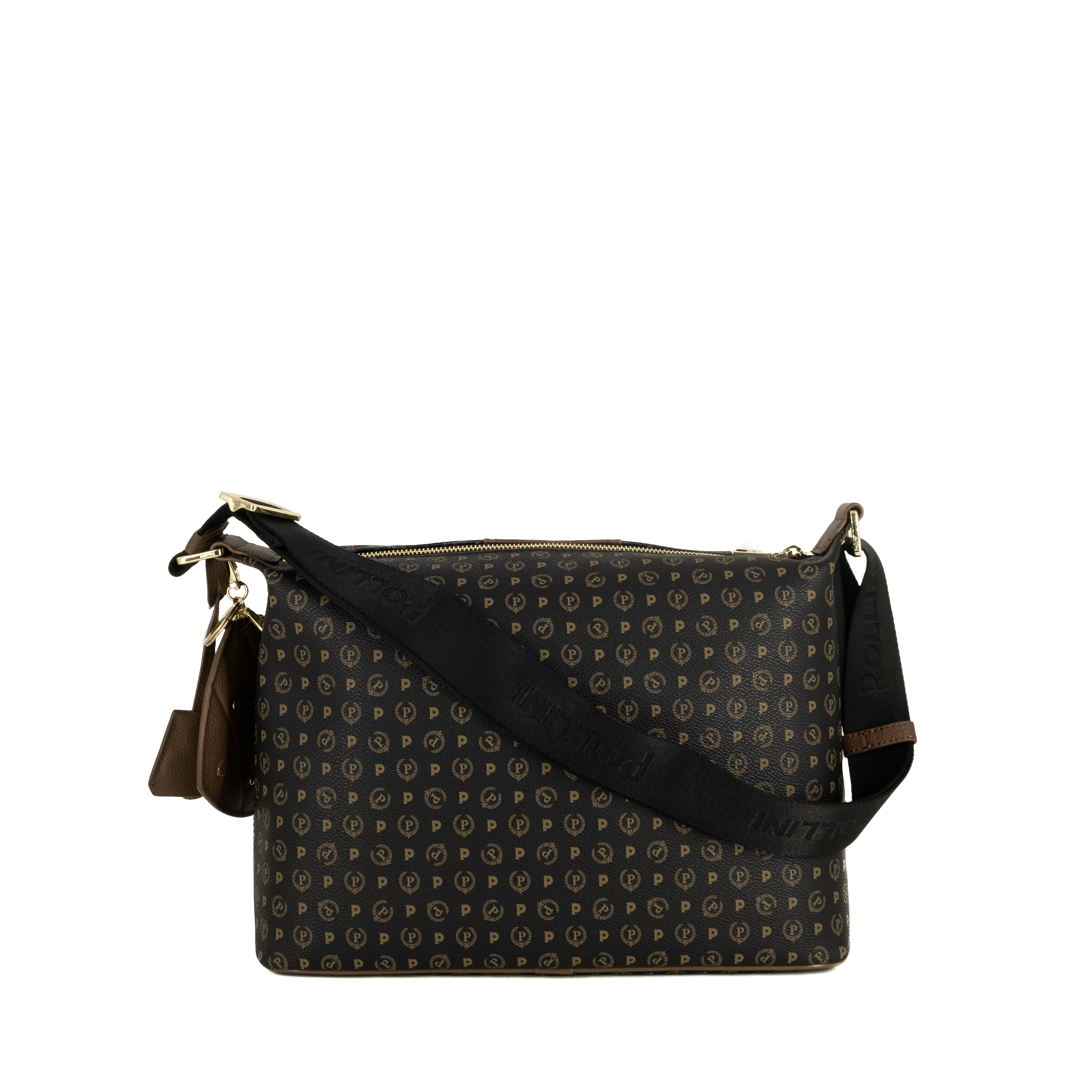 Pollini Borsa a Spalla Heritage Nero e Marrone