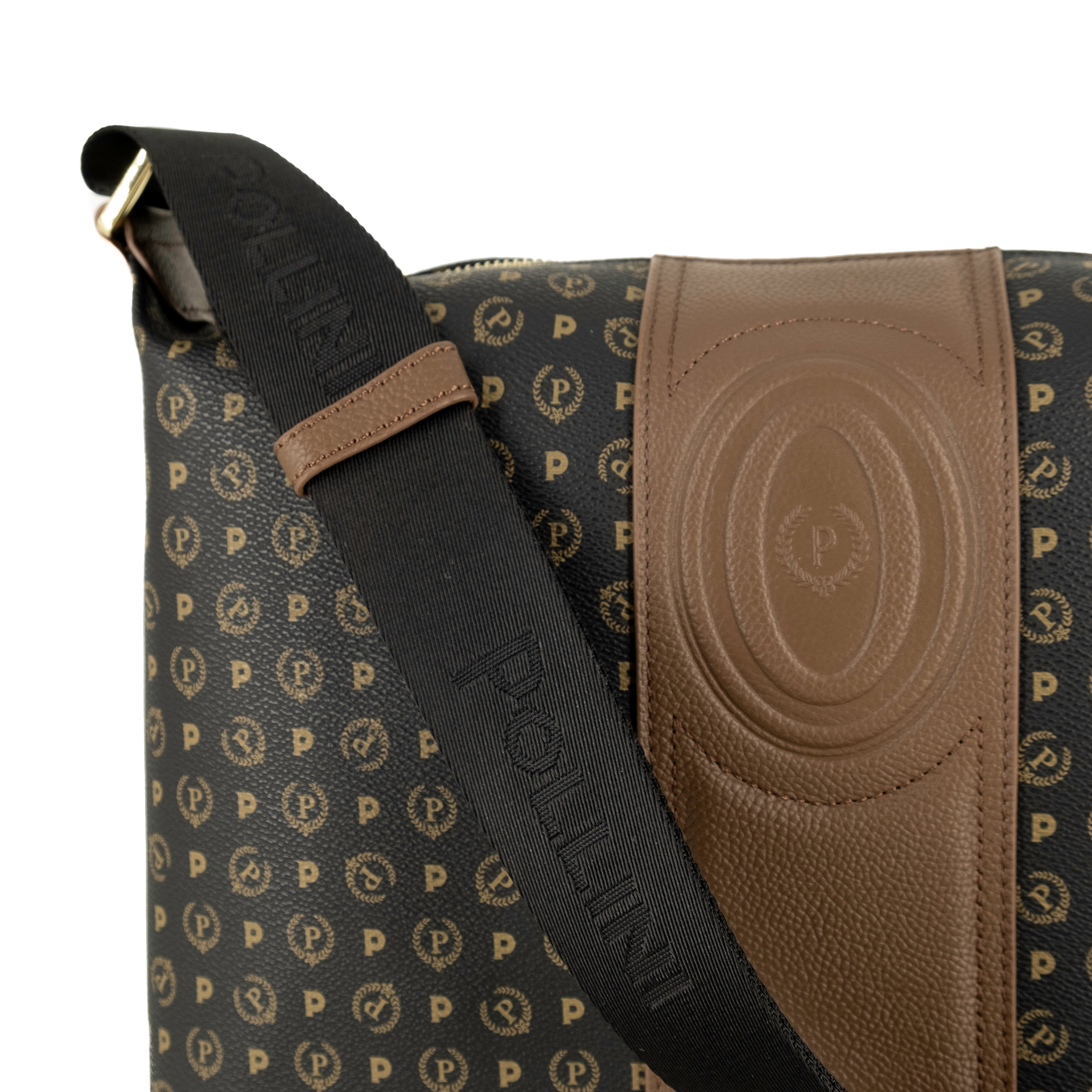 Pollini Borsa a Spalla Heritage Nero e Marrone