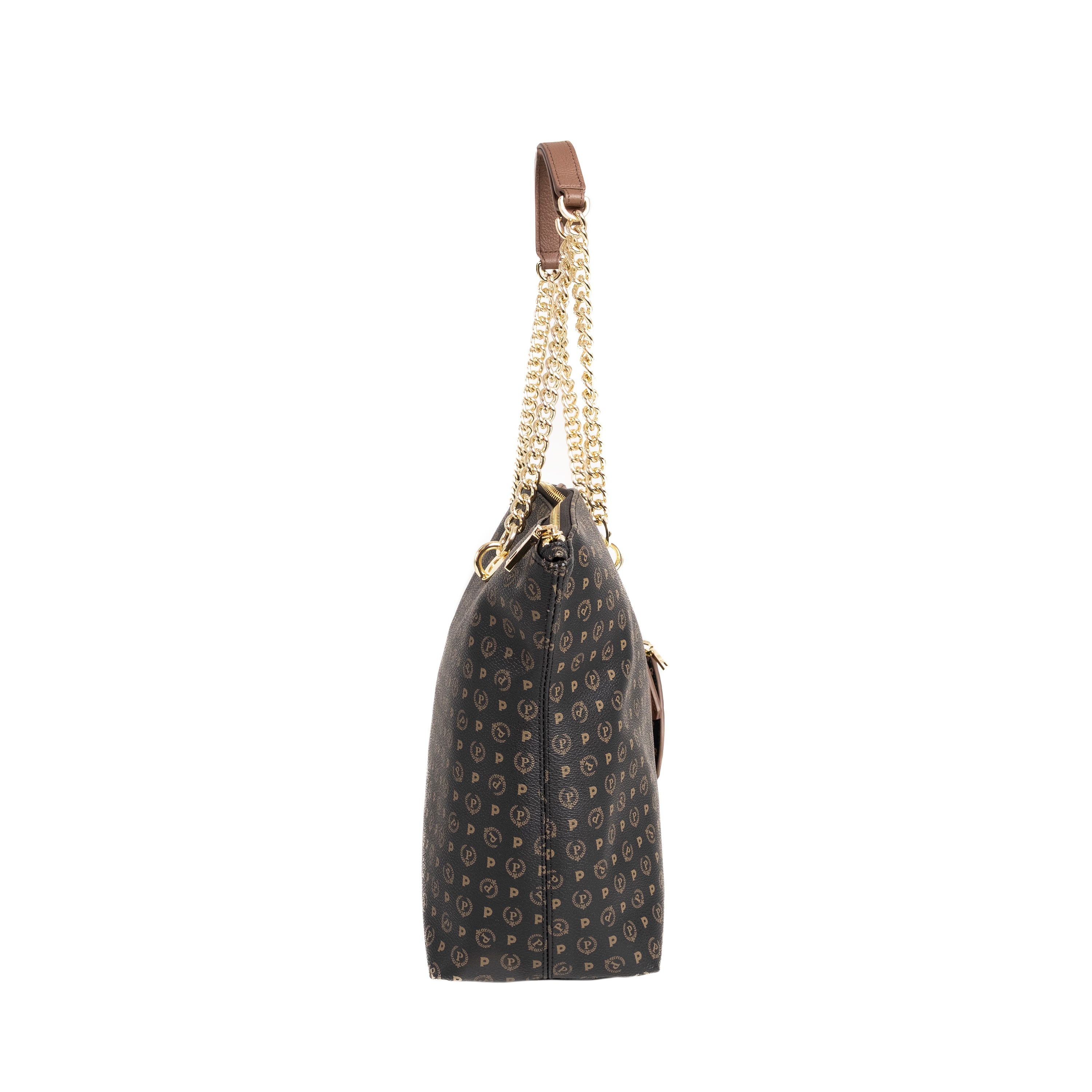 Pollini Borsa a Spalla Heritage Nero e Marrone