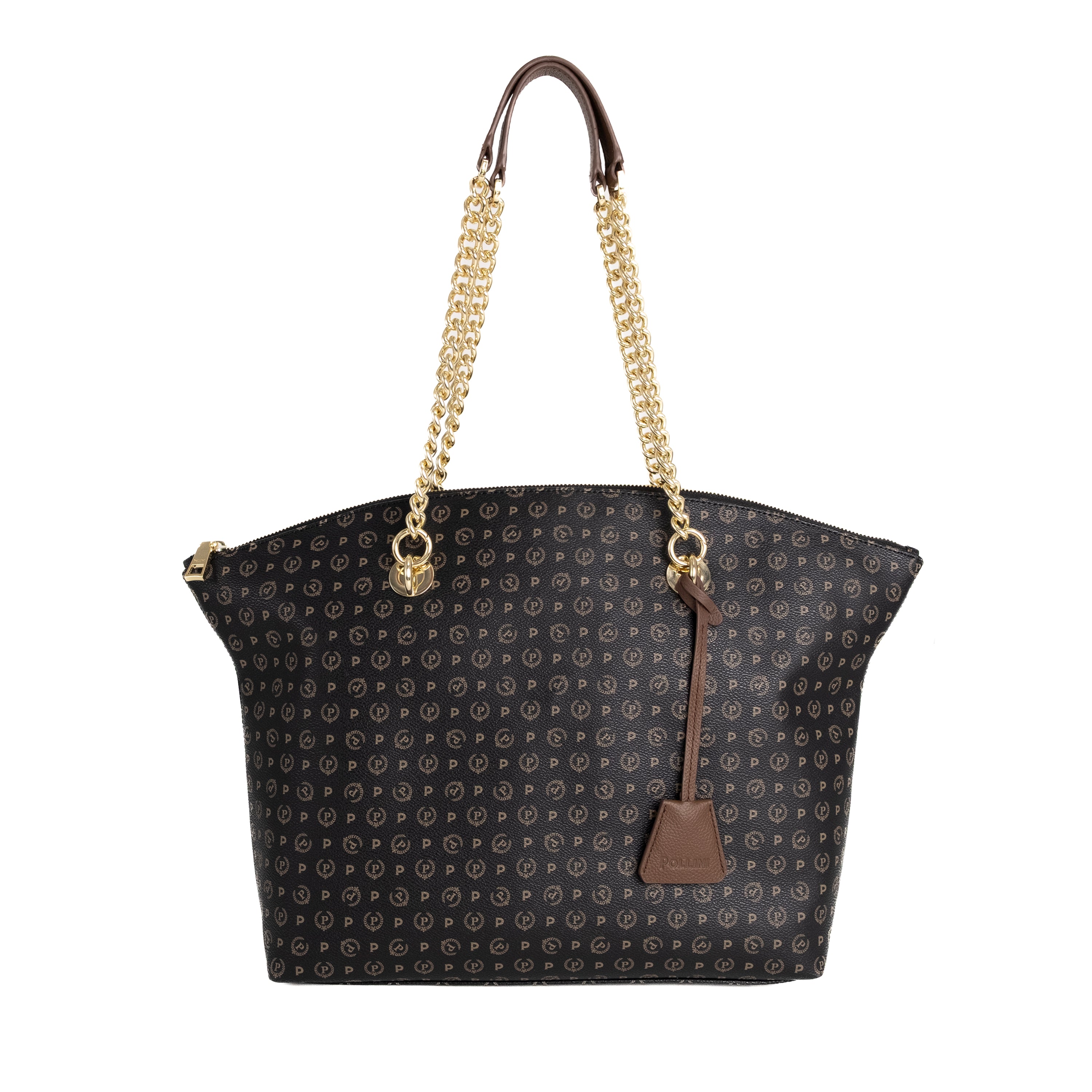 Pollini Borsa a Spalla Heritage Nero e Marrone