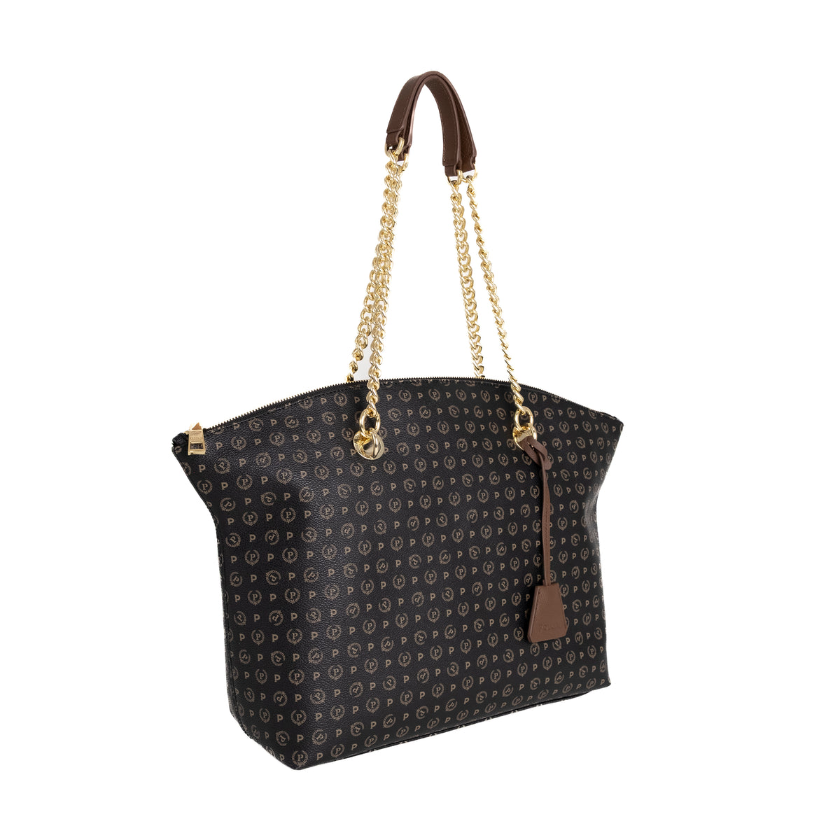 Pollini Borsa a Spalla Heritage Nero e Marrone