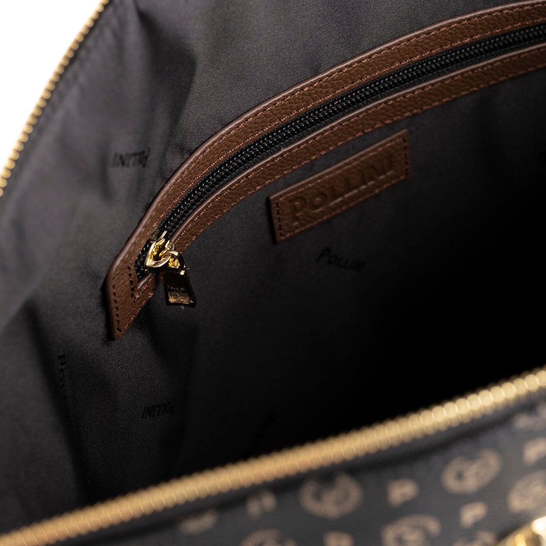 Pollini Borsa a Spalla Heritage Nero e Marrone