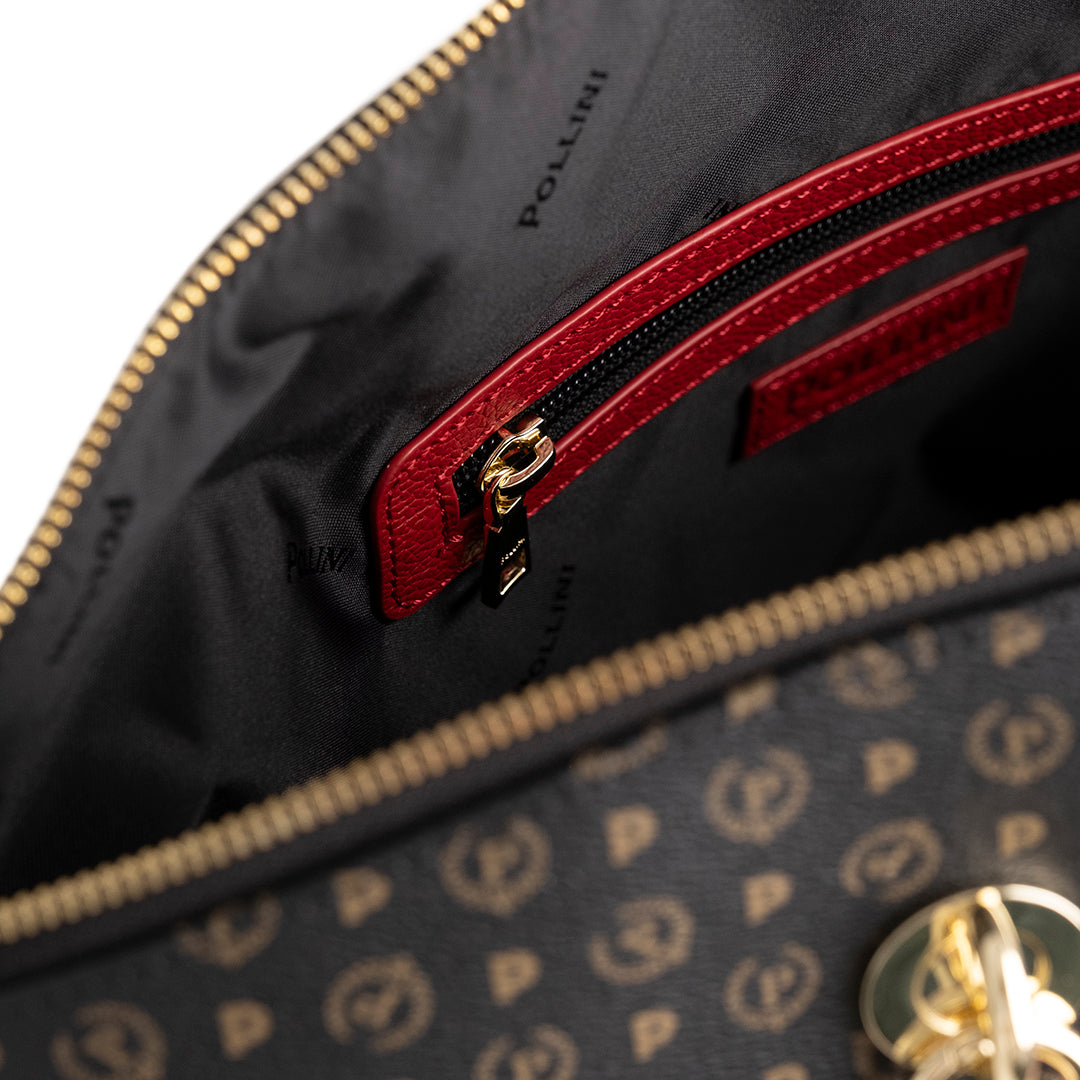 Pollini Borsa a Spalla Heritage Nero e Rosso