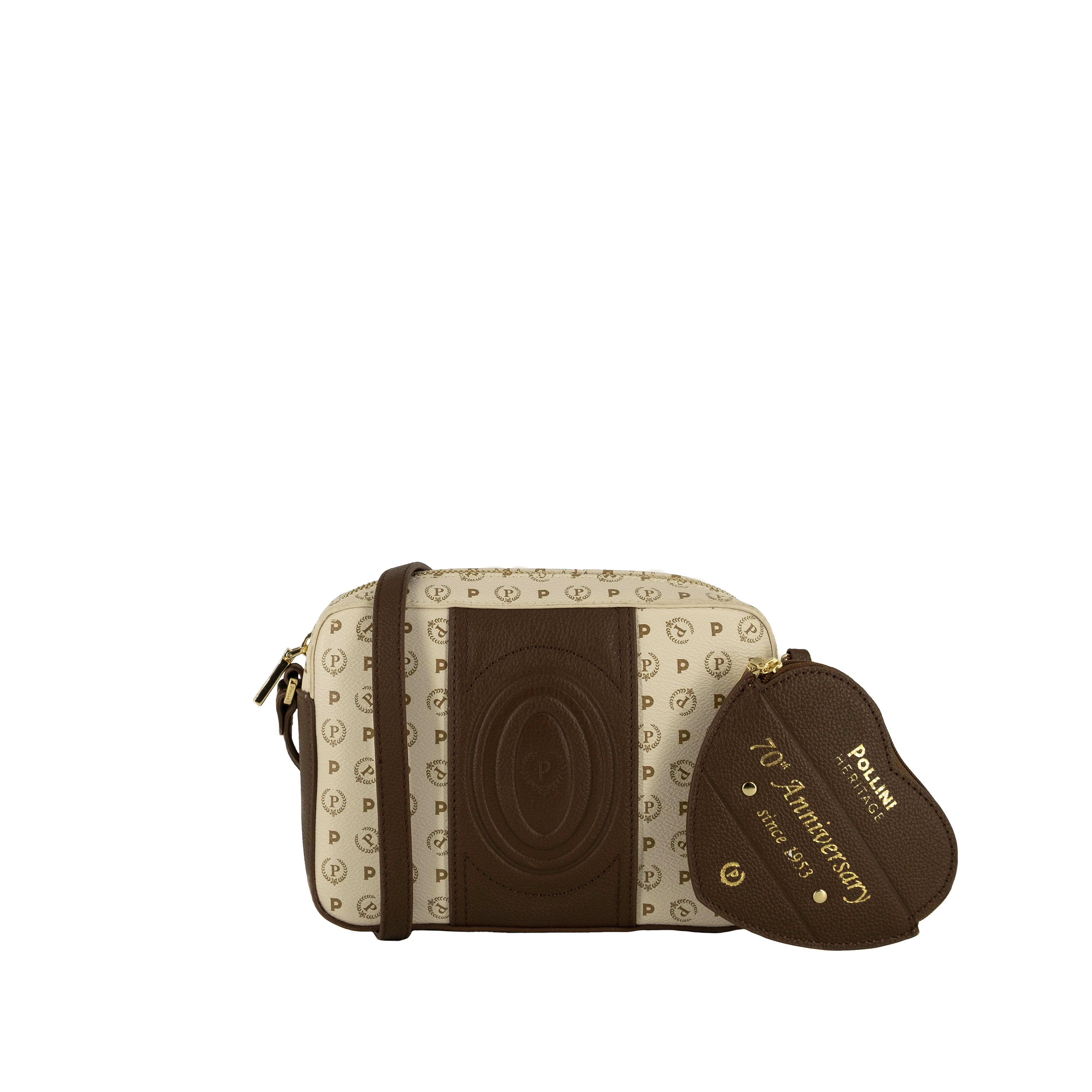 Pollini Heritage Ivory and Brown Shoulder Bag