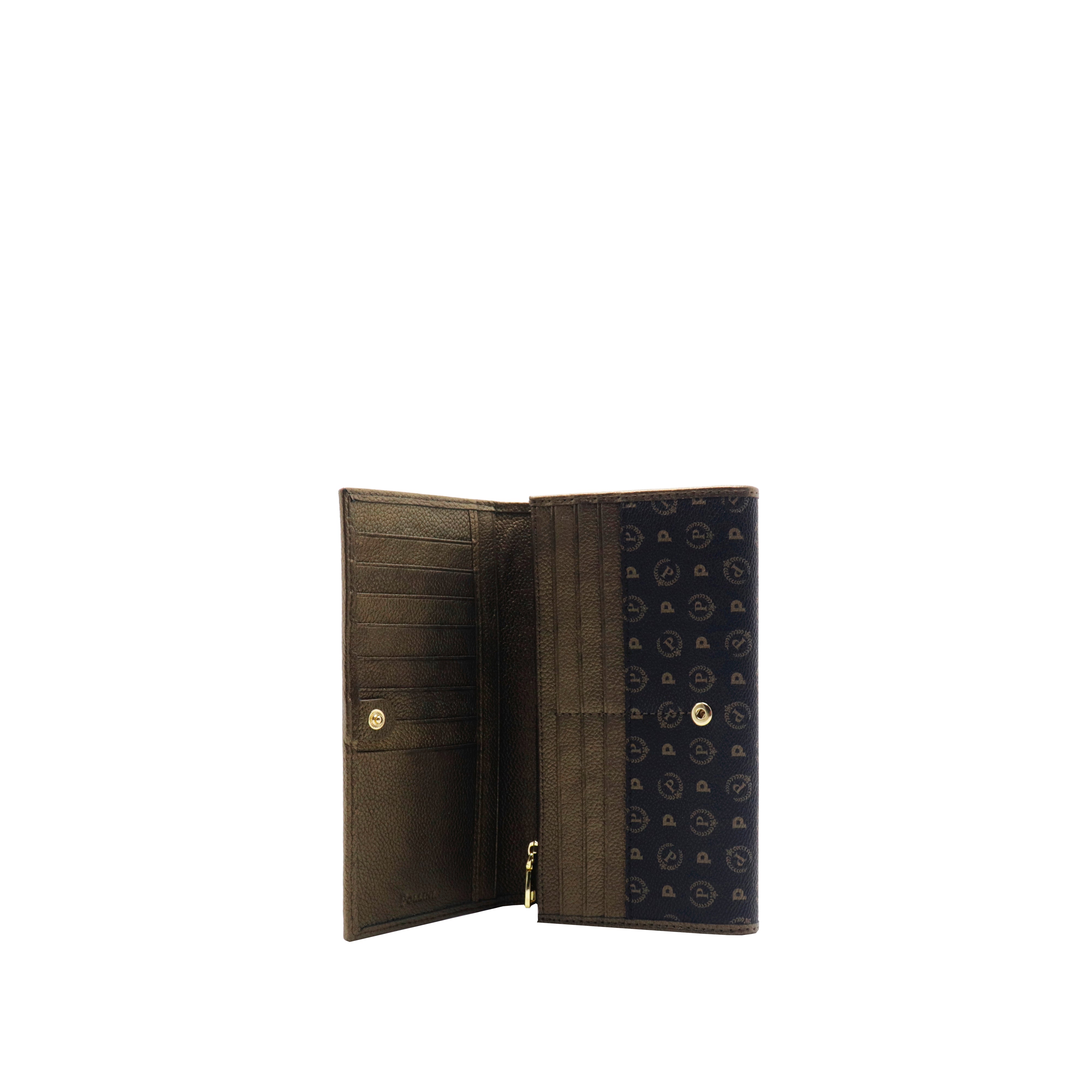 Pollini Heritage Trifold Wallet with Black and Ivory Logo