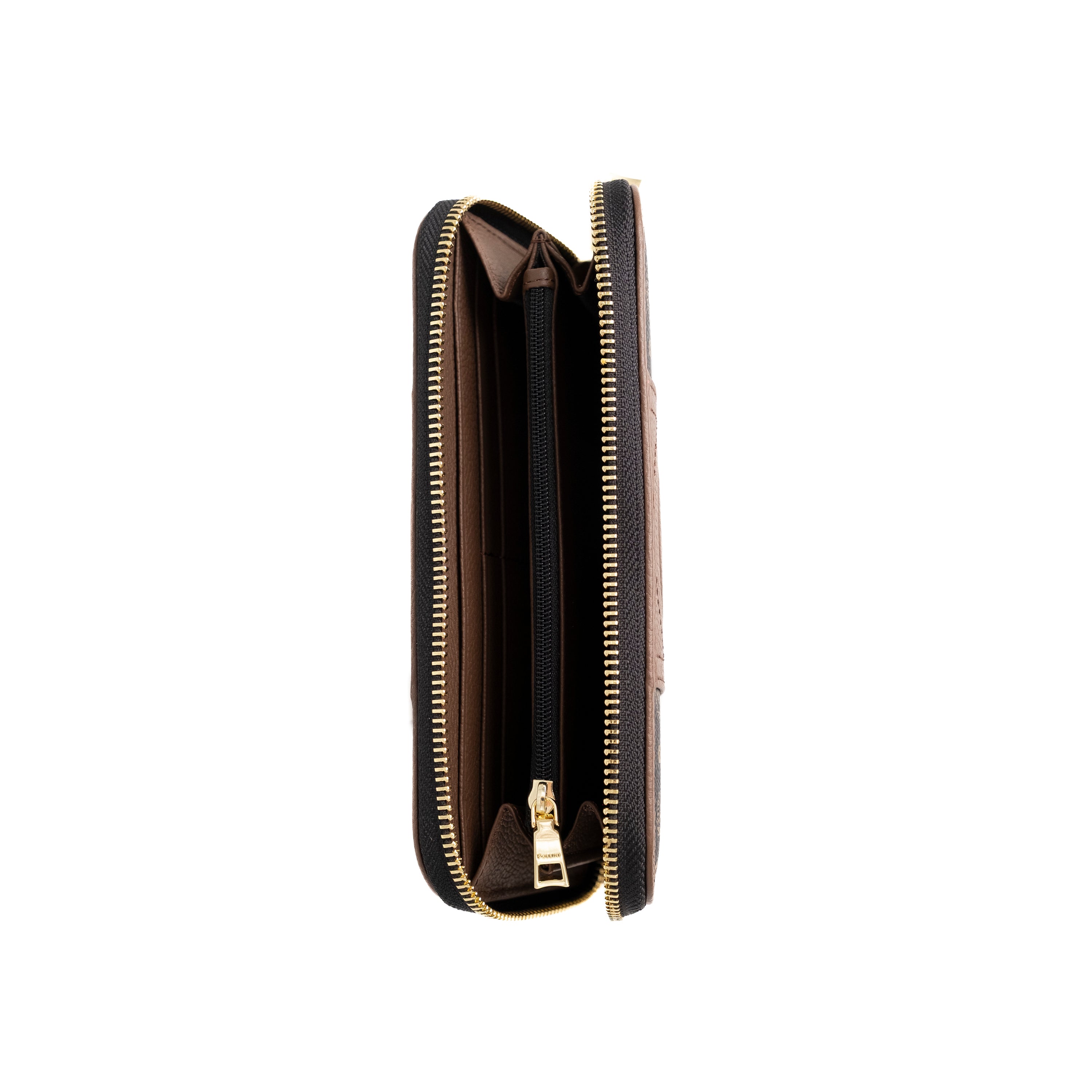 Pollini Portafoglio Zip Around Heritage Nero e Marrone