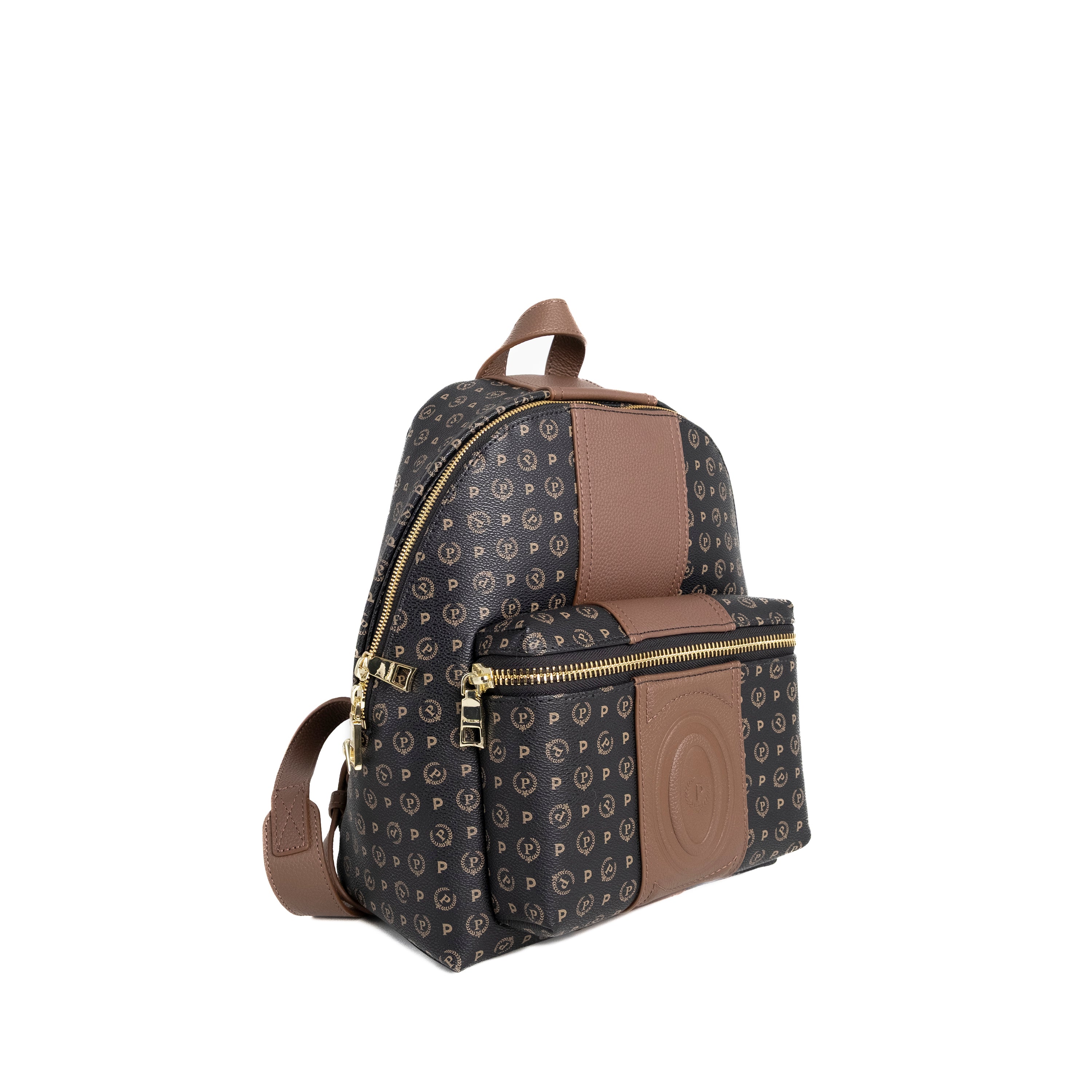 Pollini Zaino Heritage con Stampa 70° Anniversario Nero e Marrone