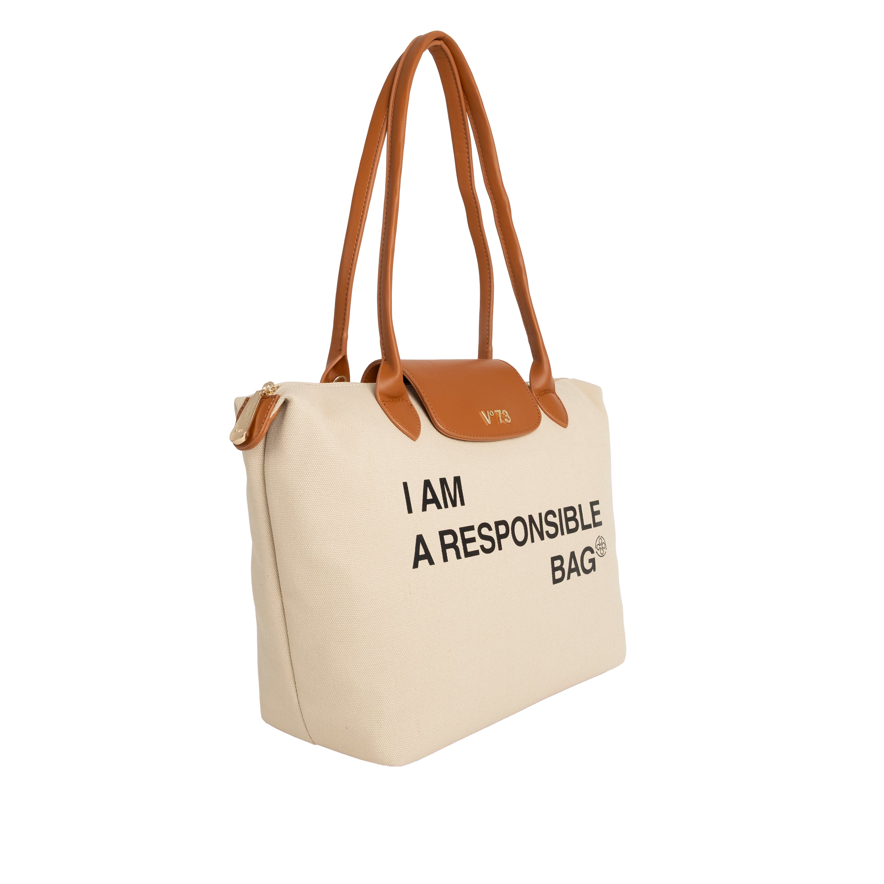 V73 Borsa Shopping Responsible Off White/Cuoio