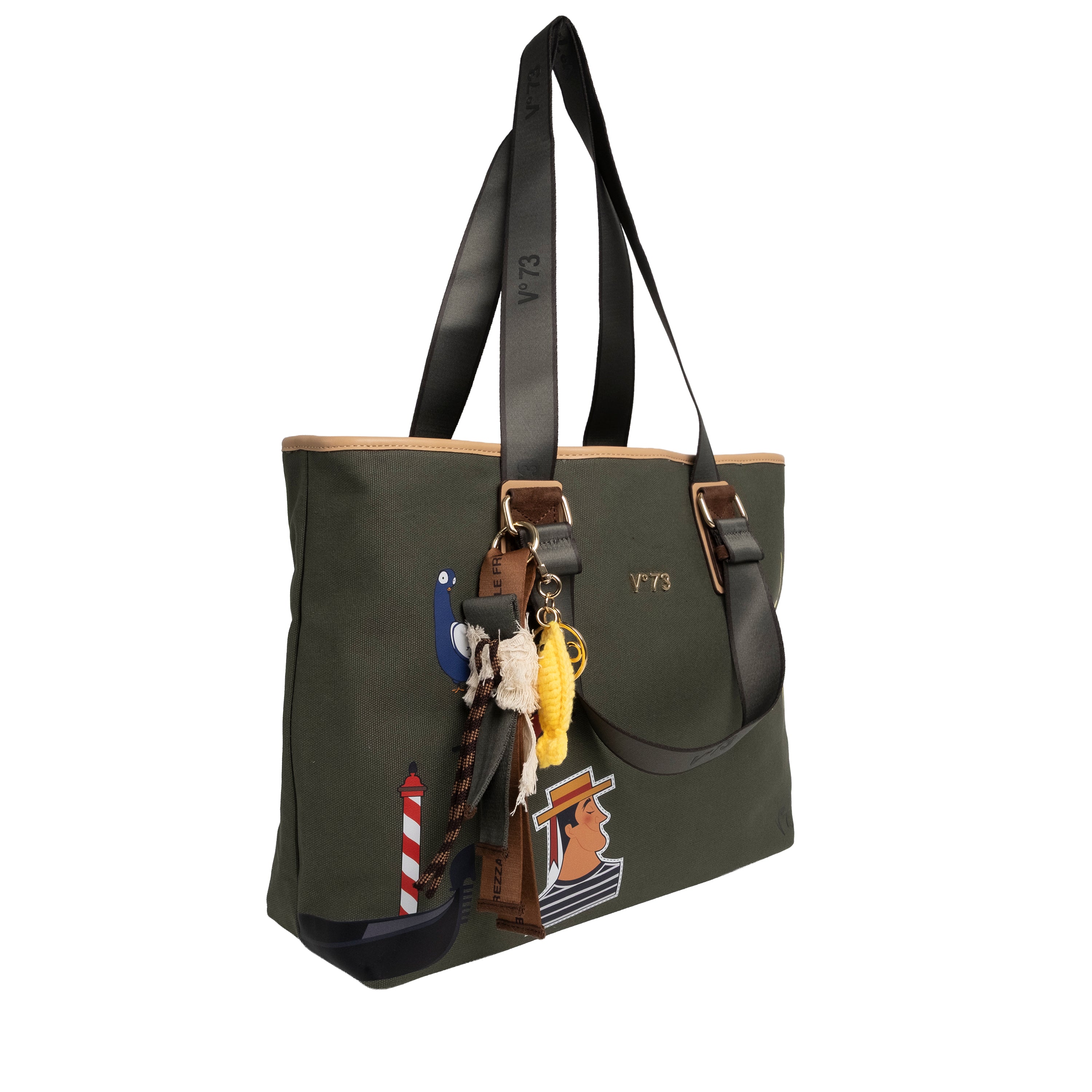 V73 Borsa Shopping Tita Verde/Naturale