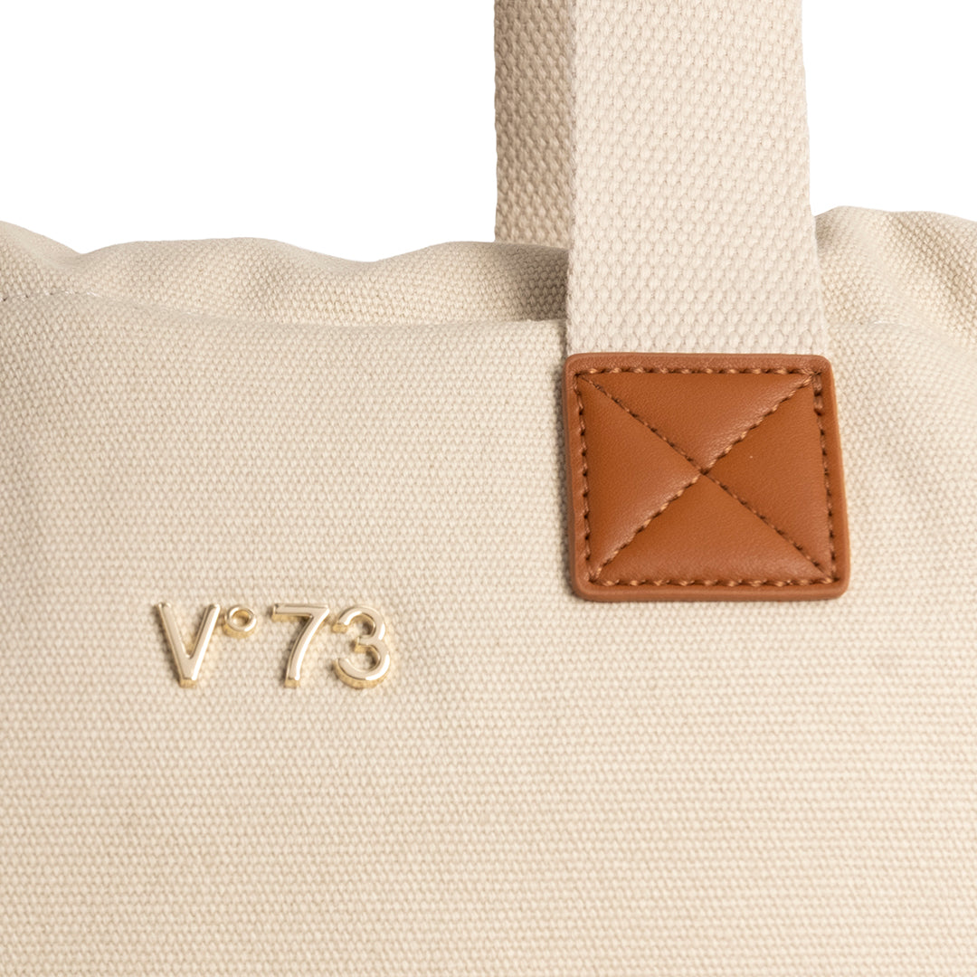 V73 Borsa a Mano Responsible Off White/Cuoio