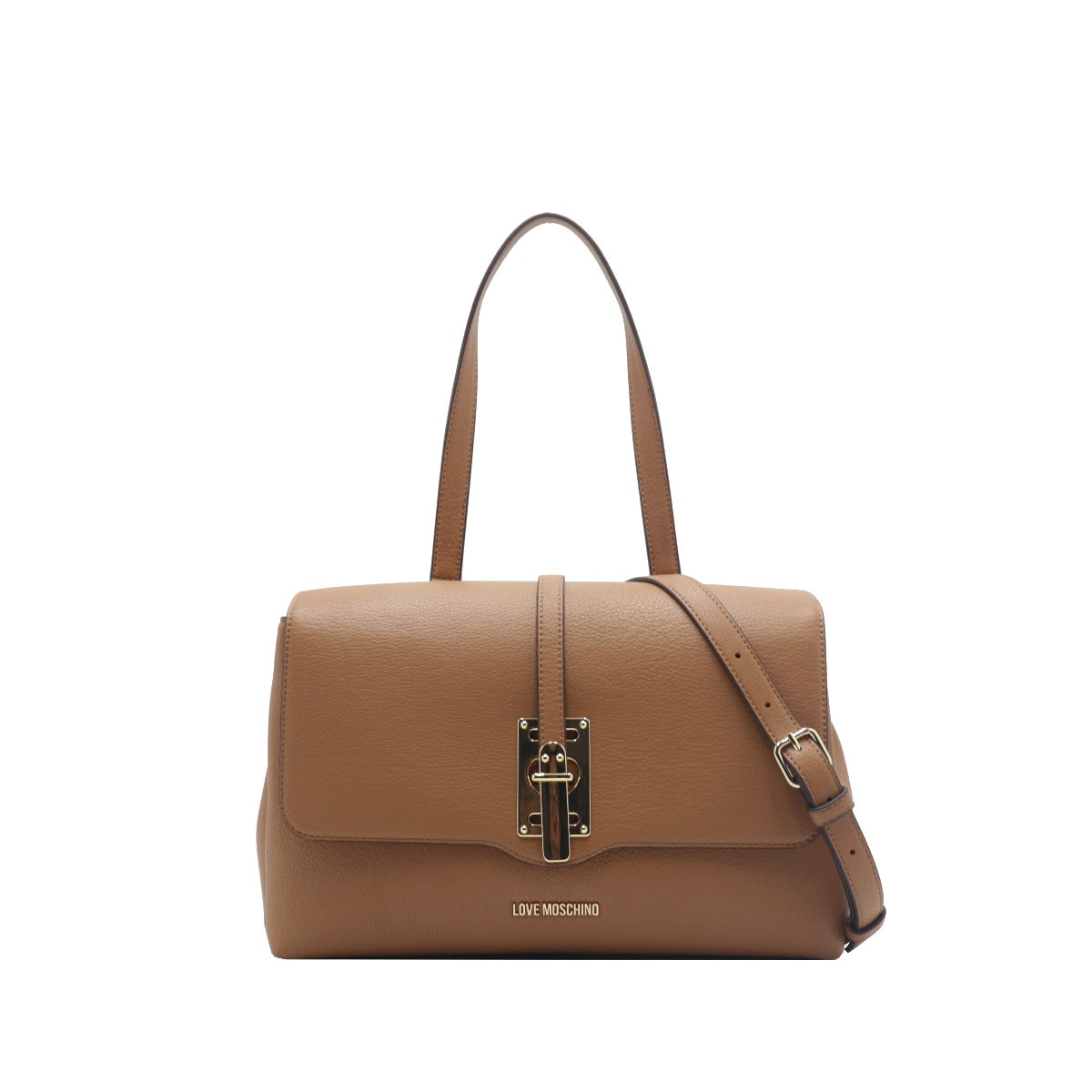 Love Moschino Handbag with Shoulder Strap with Camel Gold Buckle