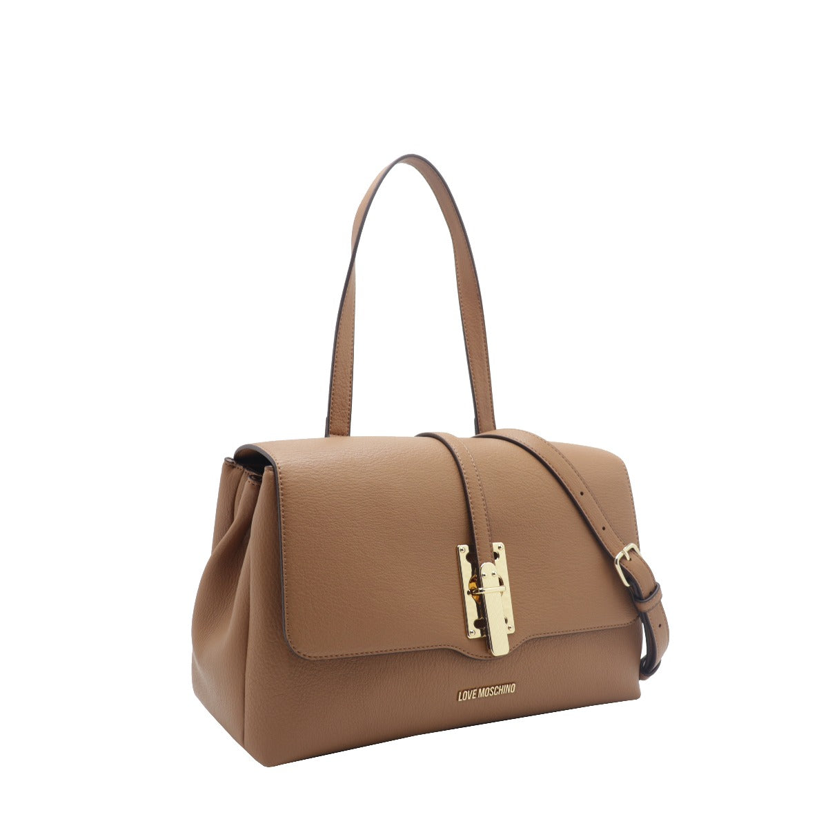 Love Moschino Handbag with Shoulder Strap with Camel Gold Buckle