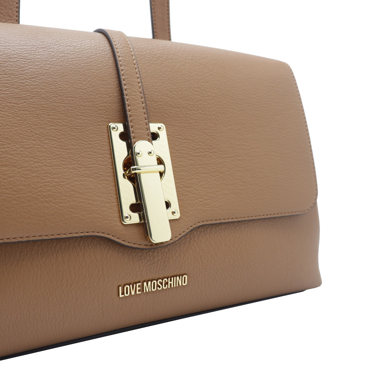 Love Moschino Handbag with Shoulder Strap with Camel Gold Buckle