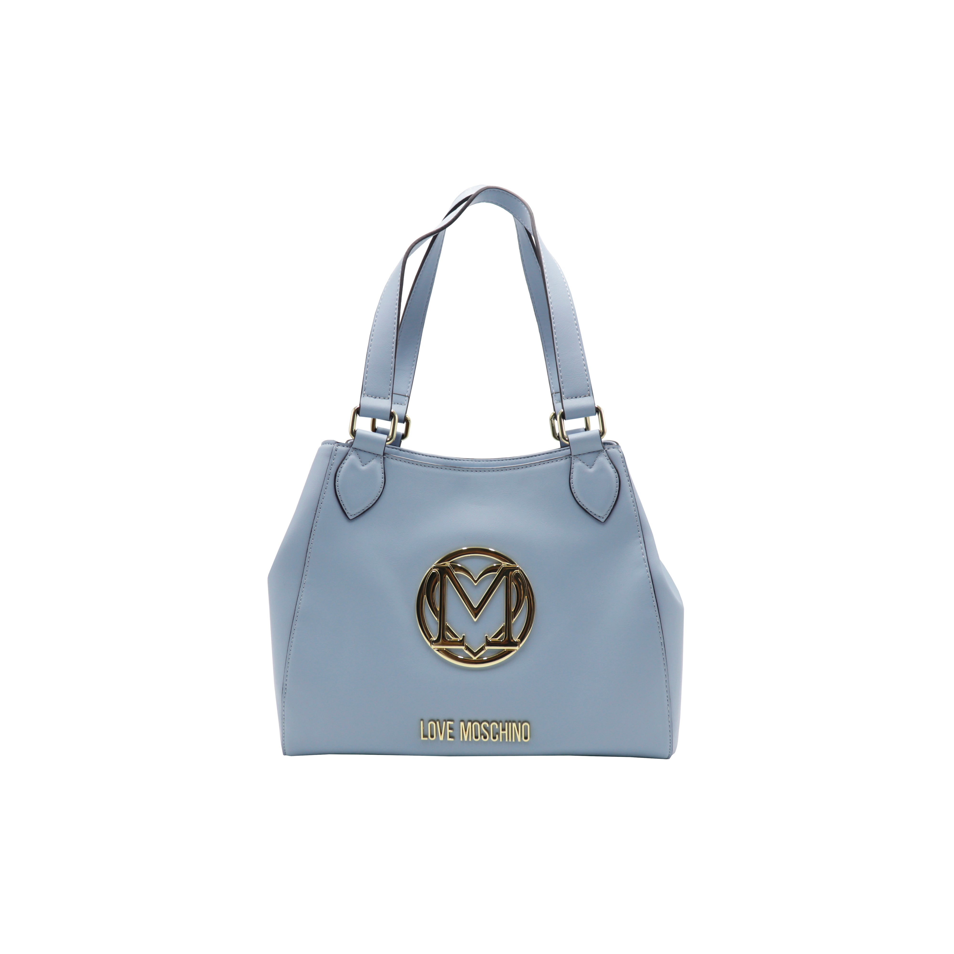 Love Moschino Shoulder Bag with Gold Logo Light Blue