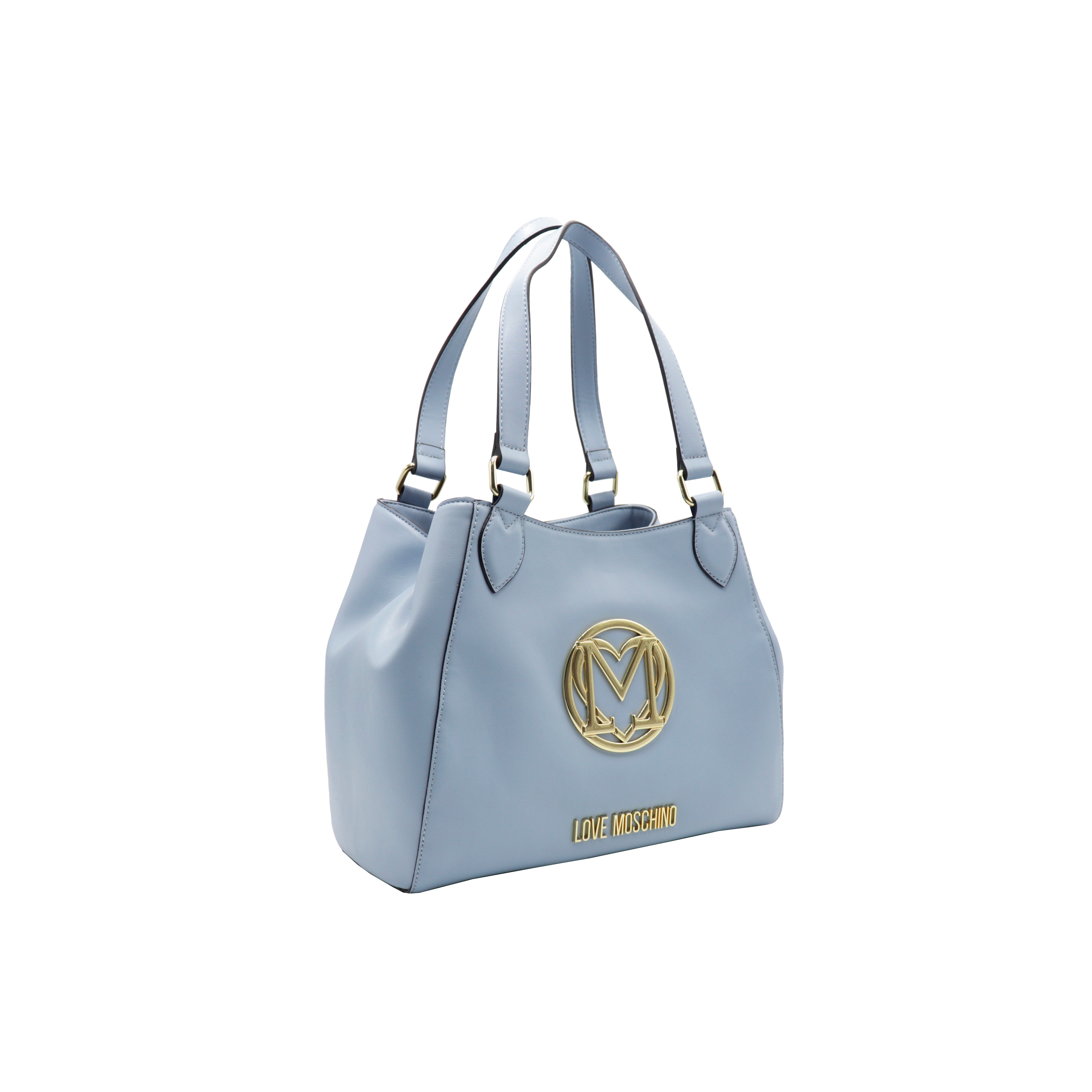 Love Moschino Shoulder Bag with Gold Logo Light Blue