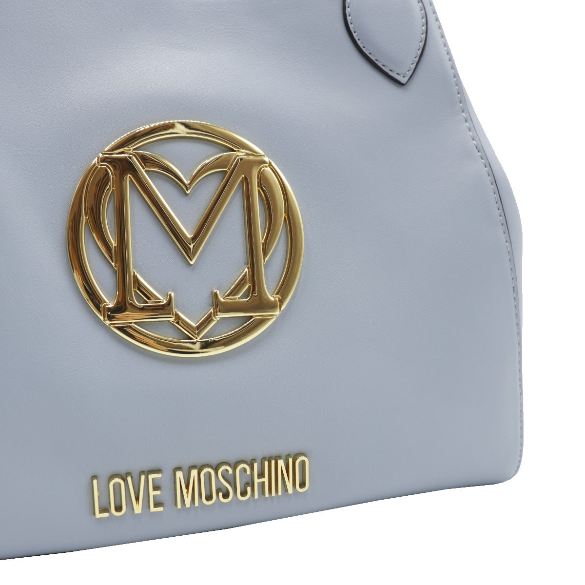 Love Moschino Borsa a Spalla con Logo in Oro Azzurra