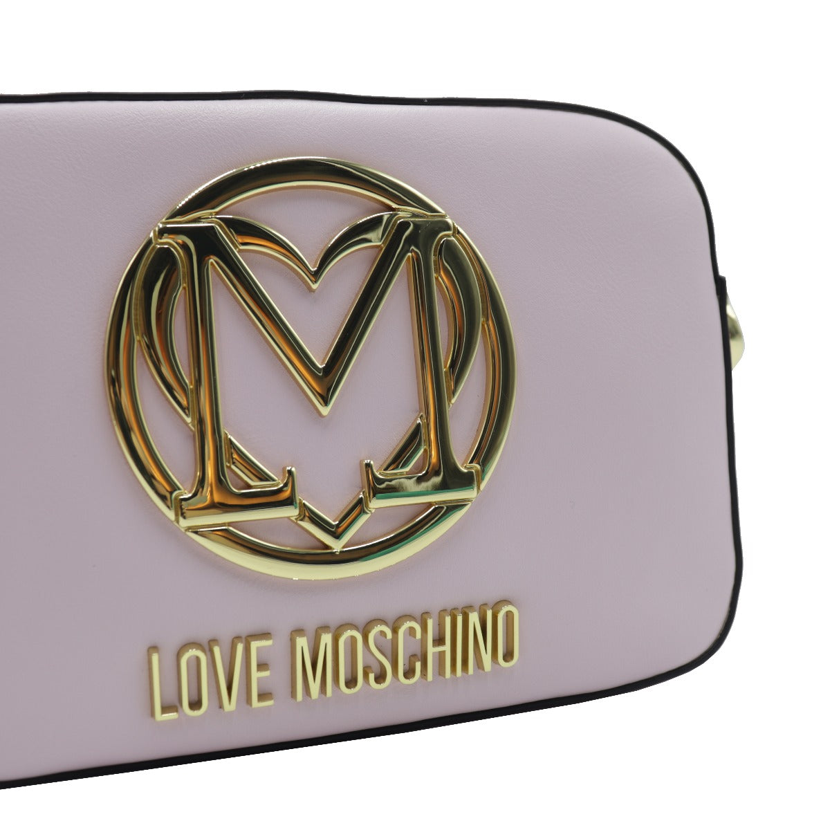Love Moschino Borsa a Tracolla Camera con Logo in Oro Rosa Cipria