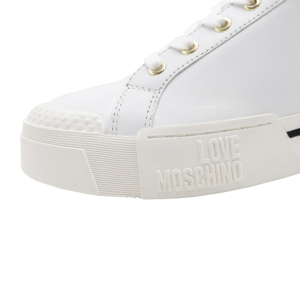 Love Moschino Women's High Sneakers with Fur White Calfskin