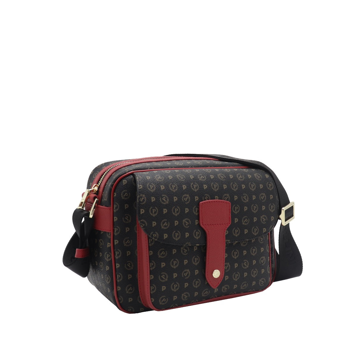 Pollini-Borsa-A-Tracolla-Stampa-Monogram-Nero-Rosso-TE8448PP0AQ1100B 