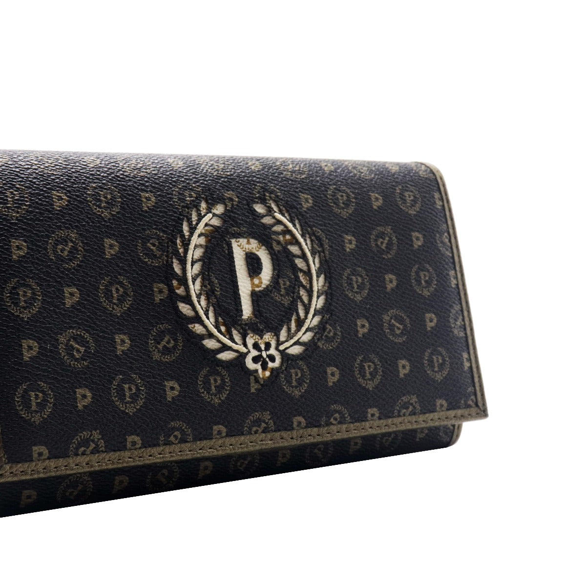 Pollini Heritage Trifold Wallet with Black and Ivory Logo