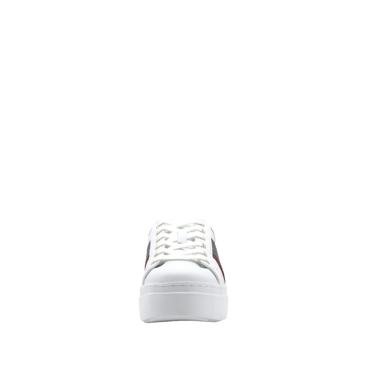 Pollini Women's Heritage White Sneakers with Monogram Ribbon