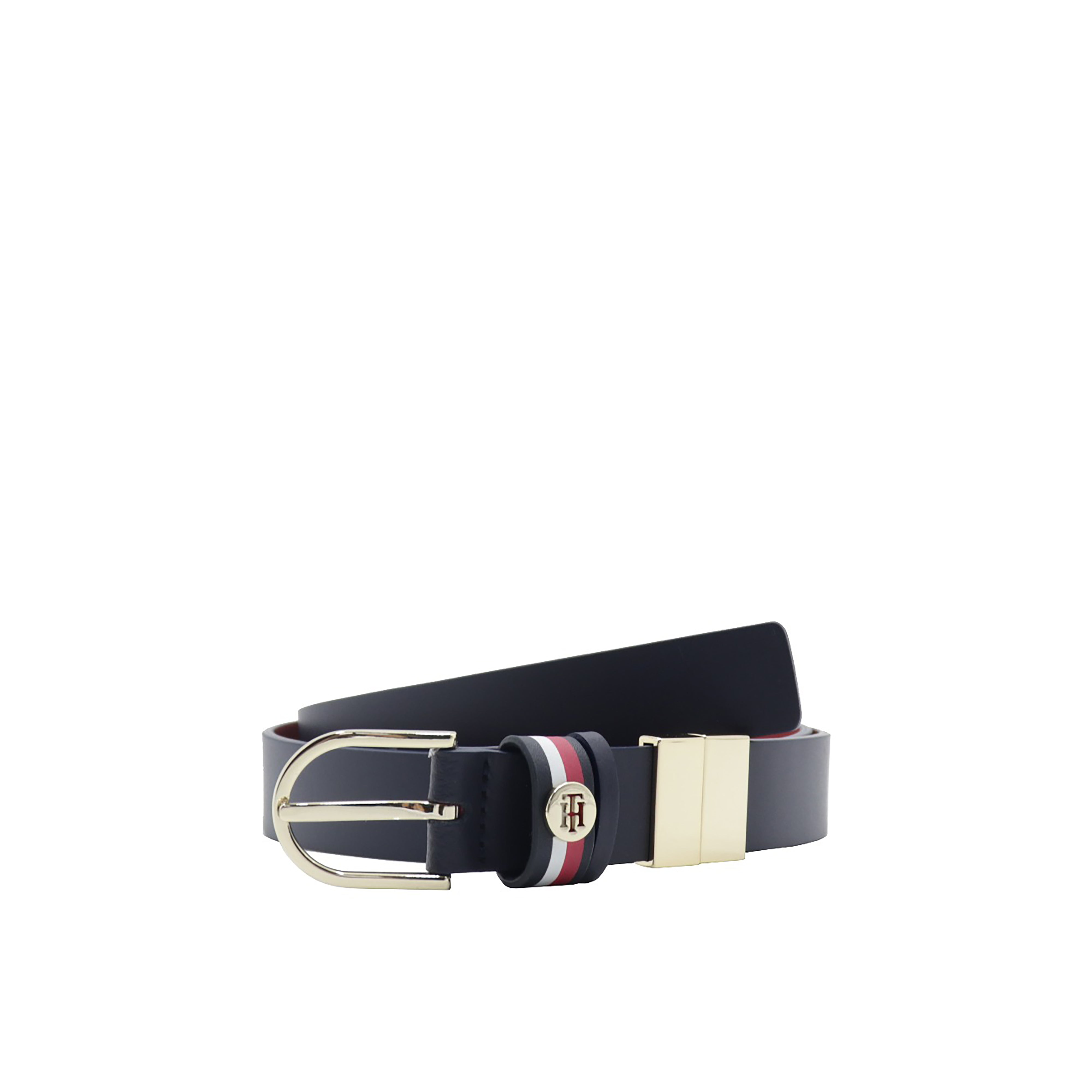 Tommy Hilfiger Smooth Blue Leather Belt With Logoed Loop